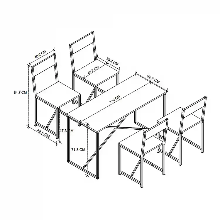 Σετ τραπεζαρία 5τμχ Maysa Megapap χρώμα pine oak 120x52,7x71,8εκ. | GP041-0145,1