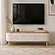 Έπιπλο τηλεόρασης Luno Megapap ύφασμα teddy χρώμα λευκό - pine oak 120x30x45εκ. | GP041-0148,1