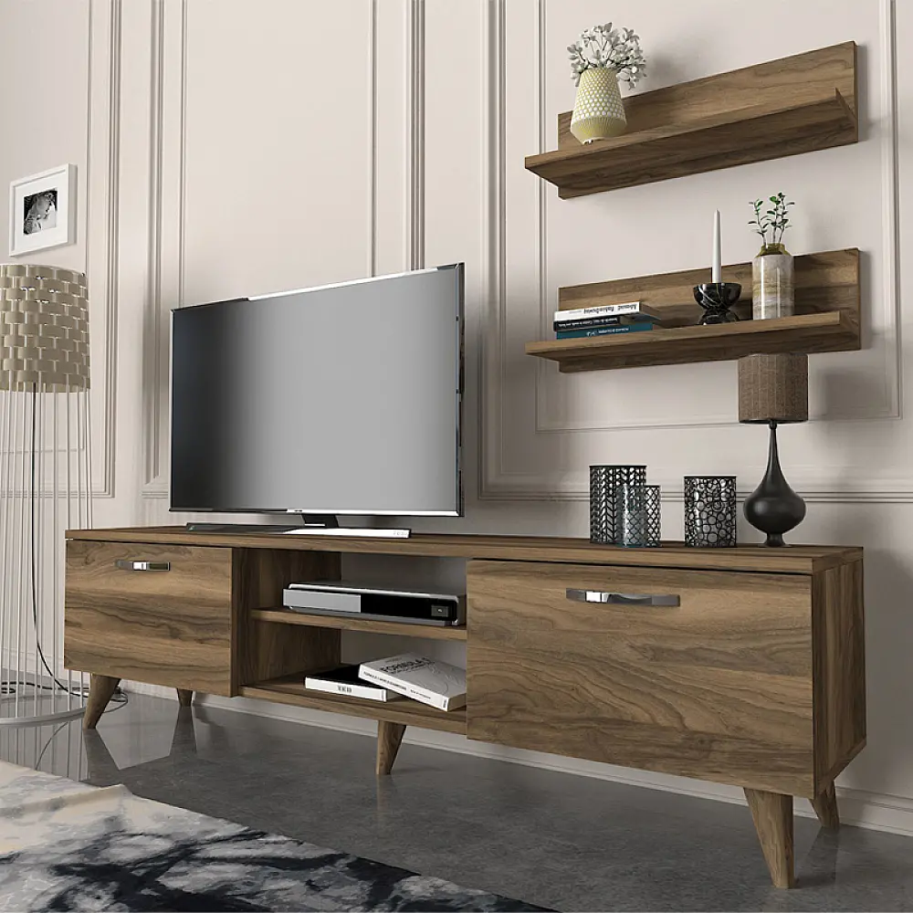 Έπιπλο τηλεόρασης Colin Megapap χρώμα καρυδί 150x29,5x40,6εκ. - GP042-0007,3