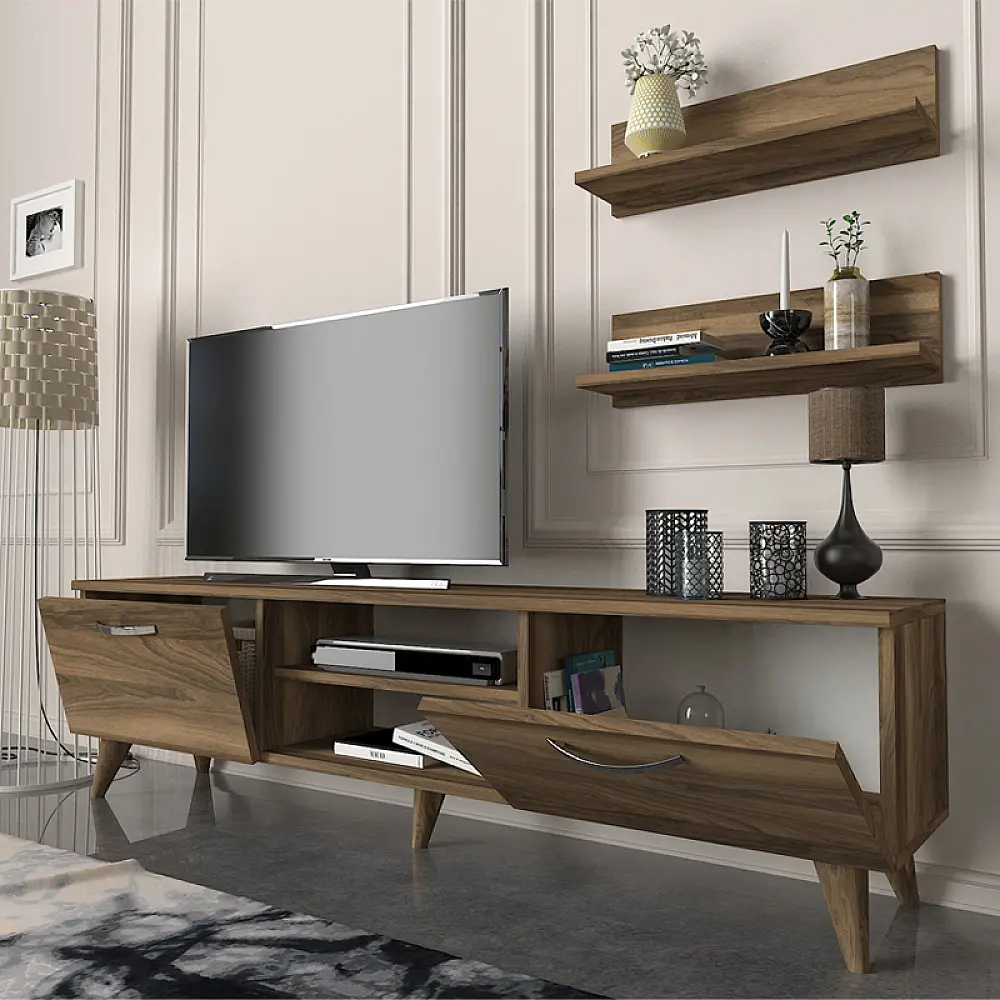Έπιπλο τηλεόρασης Colin Megapap χρώμα καρυδί 150x29,5x40,6εκ. - GP042-0007,3