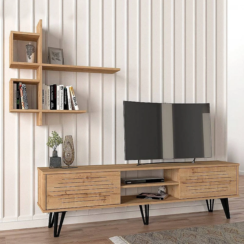 Σύνθεση τηλεόρασης Salerno Megapap χρώμα sapphire oak 180x35x51εκ. Σύνθεση τηλεόρασης Salerno Megapap χρώμα sapphire oak 180x35x51εκ.