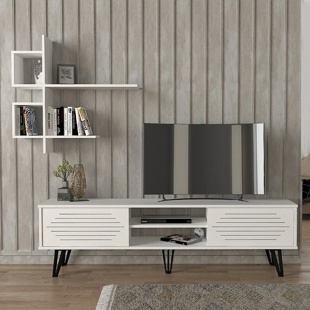 Σύνθεση τηλεόρασης Salerno Megapap χρώμα λευκό 180x35x51εκ. Σύνθεση τηλεόρασης Salerno Megapap χρώμα λευκό 180x35x51εκ.