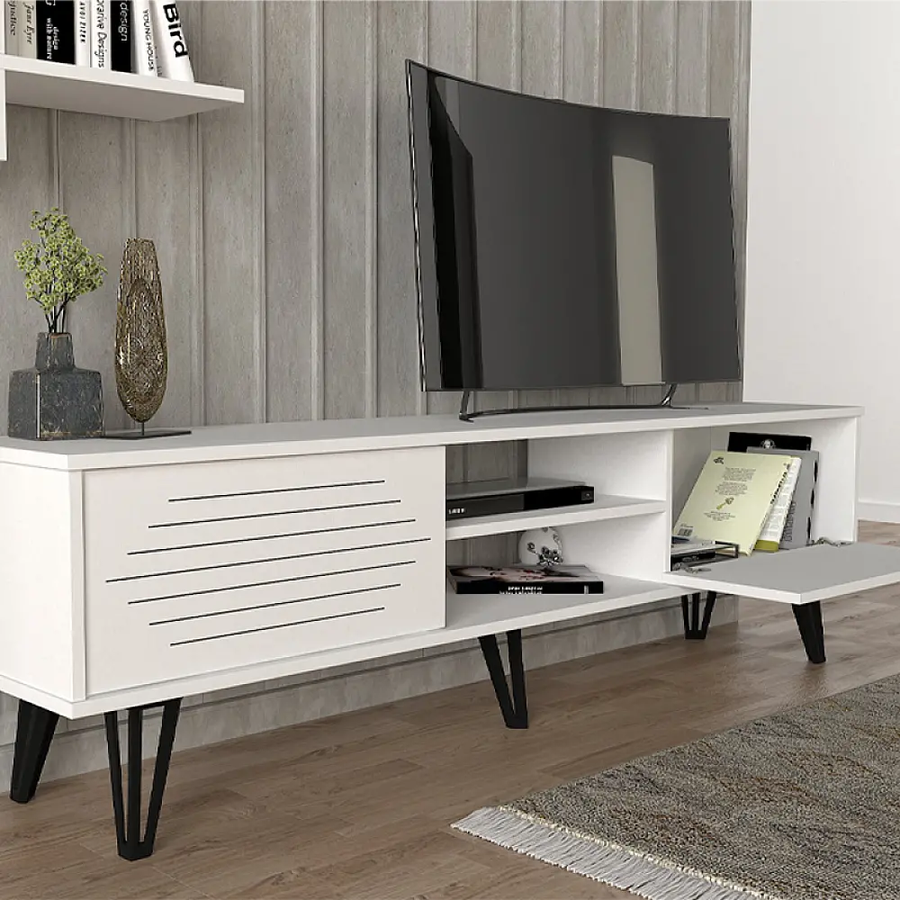 Σύνθεση τηλεόρασης Salerno Megapap χρώμα λευκό 180x35x51εκ. Σύνθεση τηλεόρασης Salerno Megapap χρώμα λευκό 180x35x51εκ.