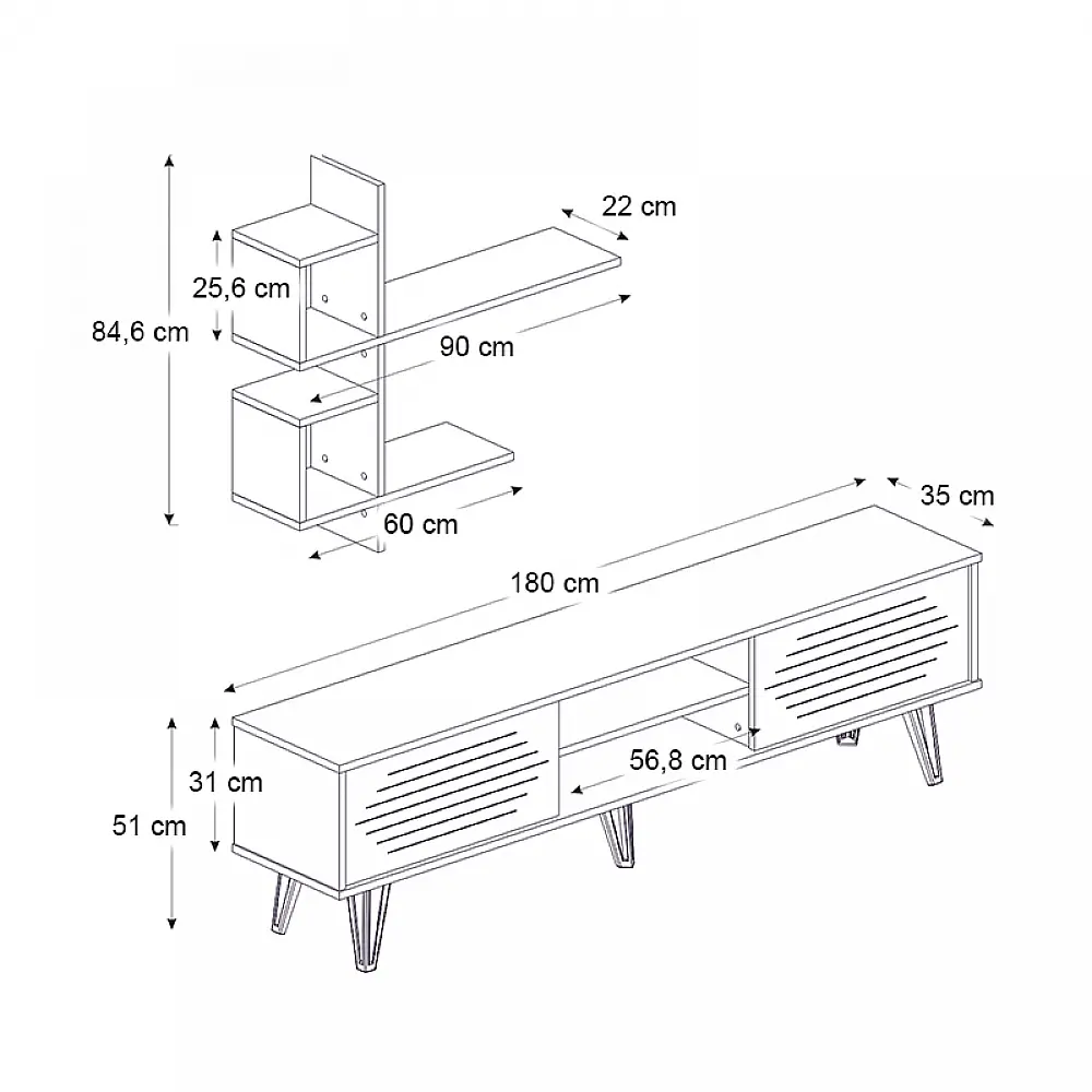 Σύνθεση τηλεόρασης Salerno Megapap χρώμα λευκό 180x35x51εκ. Σύνθεση τηλεόρασης Salerno Megapap χρώμα λευκό 180x35x51εκ.