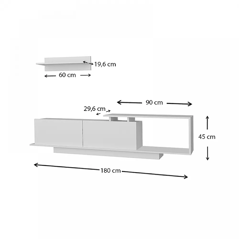Έπιπλο τηλεόρασης Novara Megapap χρώμα λευκό 180x29,6x45εκ. - GP042-0029,1 Έπιπλο τηλεόρασης Novara Megapap χρώμα λευκό 180x29,6x45εκ. - GP042-0029,1