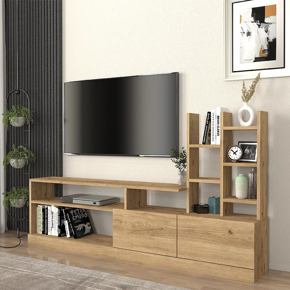 Σύνθεση τηλεόρασης Pesaro Megapap χρώμα sepet oak 165x25x91,3εκ. - GP042-0030,2
