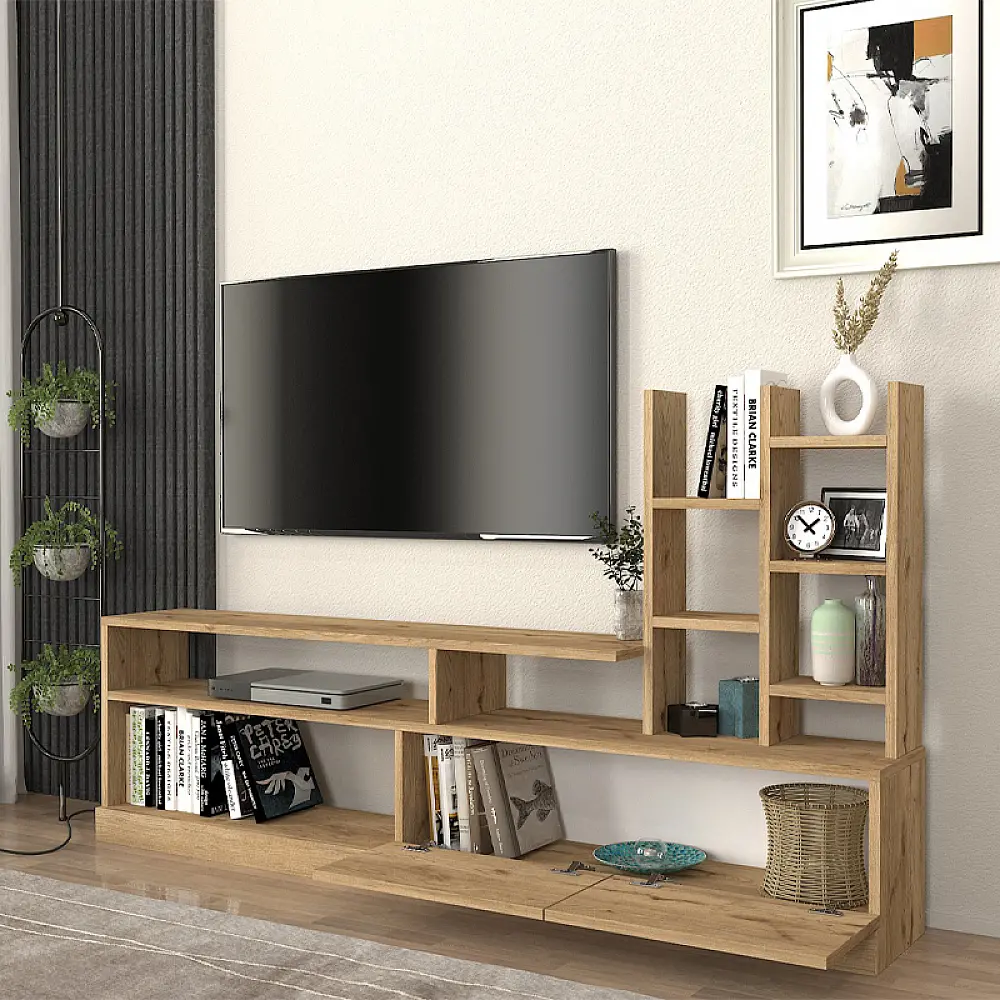 Σύνθεση τηλεόρασης Pesaro Megapap χρώμα sepet oak 165x25x91,3εκ. - GP042-0030,2