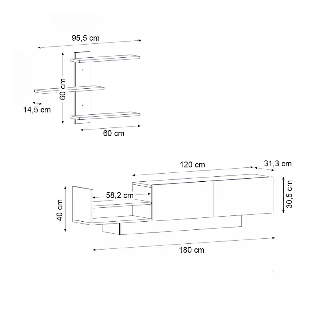 Σύνθεση τηλεόρασης Egemen Megapap χρώμα λευκό 180x32x40εκ. | GP042-0034,1