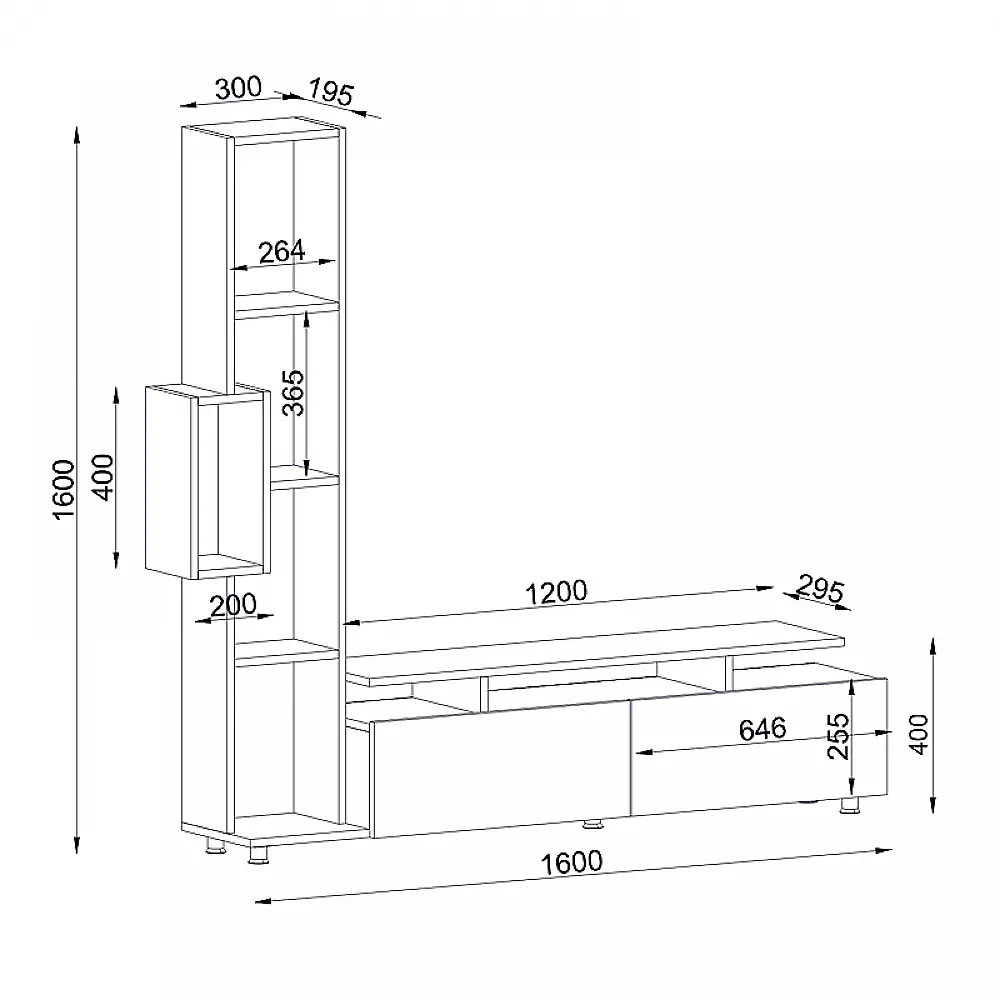 Σύνθεση τηλεόρασης Tulip Megapap χρώμα λευκό 160x29,5x160εκ. - GP042-0046,1 Σύνθεση τηλεόρασης Tulip Megapap χρώμα λευκό 160x29,5x160εκ. - GP042-0046,1