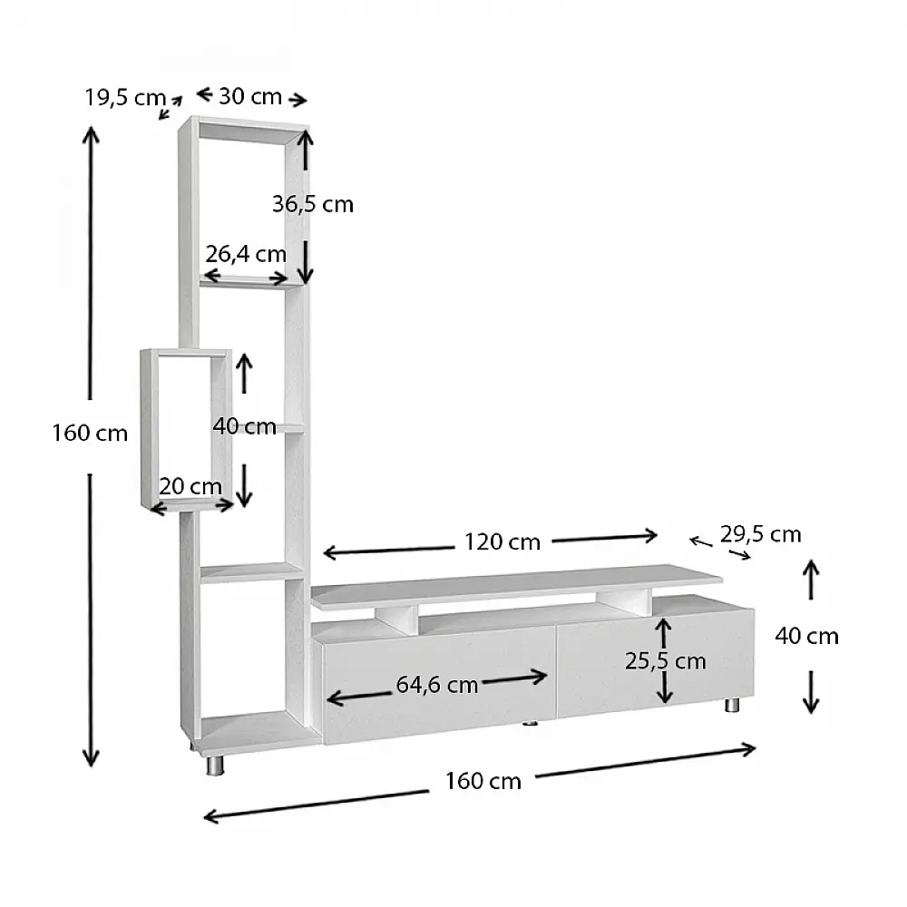 Σύνθεση τηλεόρασης Tulip Megapap χρώμα λευκό 160x29,5x160εκ. - GP042-0046,1 Σύνθεση τηλεόρασης Tulip Megapap χρώμα λευκό 160x29,5x160εκ. - GP042-0046,1