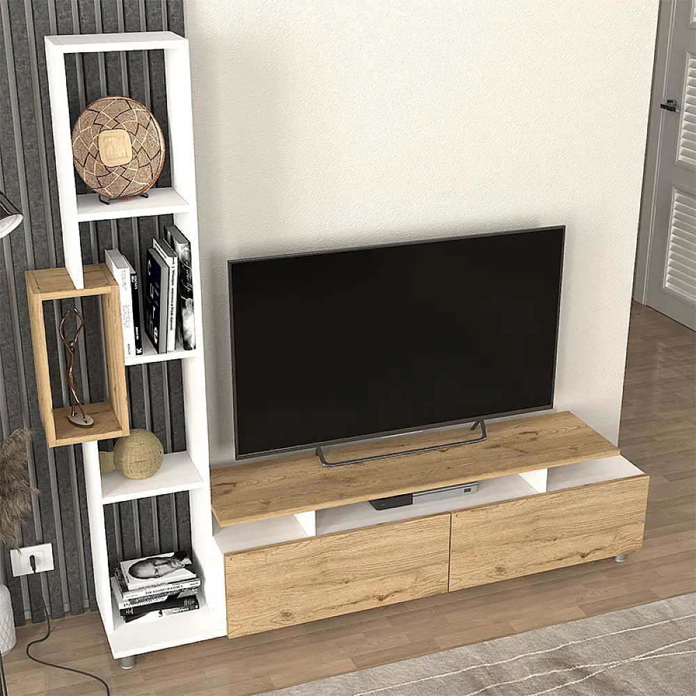 Σύνθεση τηλεόρασης Tulip Megapap χρώμα λευκό - sepet oak 160x29,5x160εκ. - GP042-0046,3 Σύνθεση τηλεόρασης Tulip Megapap χρώμα λευκό - sepet oak 160x29,5x160εκ. - GP042-0046,3