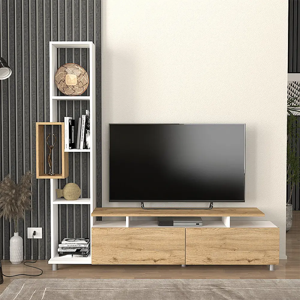 Σύνθεση τηλεόρασης Tulip Megapap χρώμα λευκό - sepet oak 160x29,5x160εκ. - GP042-0046,3 Σύνθεση τηλεόρασης Tulip Megapap χρώμα λευκό - sepet oak 160x29,5x160εκ. - GP042-0046,3