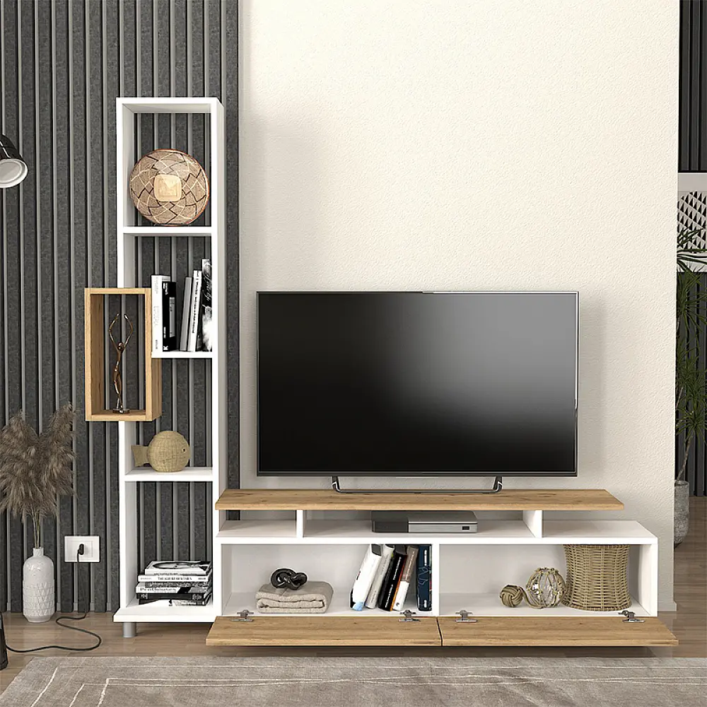 Σύνθεση τηλεόρασης Tulip Megapap χρώμα λευκό - sepet oak 160x29,5x160εκ. - GP042-0046,3 Σύνθεση τηλεόρασης Tulip Megapap χρώμα λευκό - sepet oak 160x29,5x160εκ. - GP042-0046,3