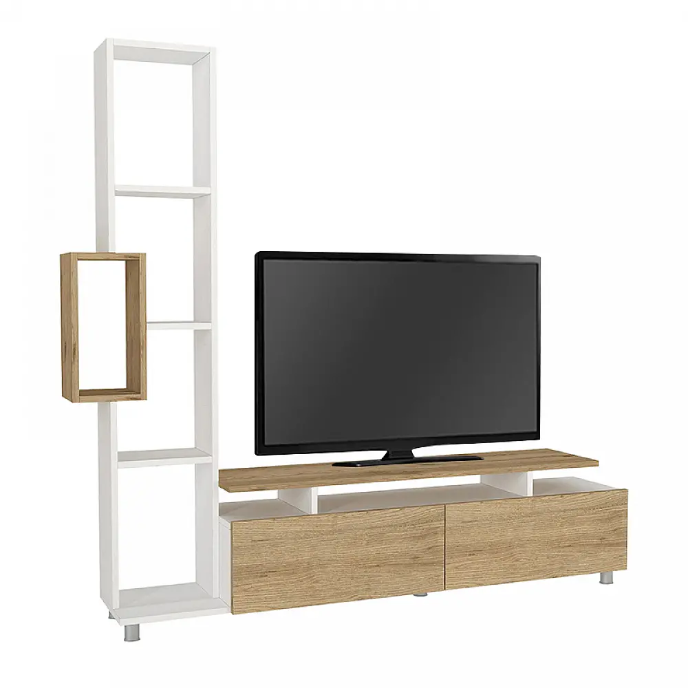 Σύνθεση τηλεόρασης Tulip Megapap χρώμα λευκό - sepet oak 160x29,5x160εκ. - GP042-0046,3 Σύνθεση τηλεόρασης Tulip Megapap χρώμα λευκό - sepet oak 160x29,5x160εκ. - GP042-0046,3