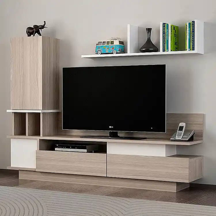 Σύνθεση τηλεόρασης Almeria Megapap χρώμα λευκό - cordoba 149x29,5x117εκ. | GP042-0055,1