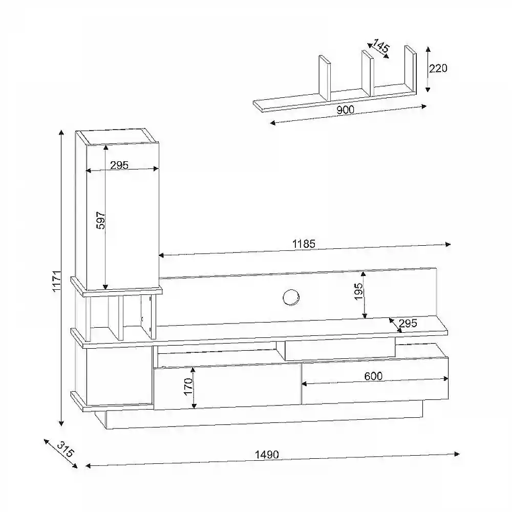 Σύνθεση τηλεόρασης Almeria Megapap χρώμα λευκό - cordoba 149x29,5x117εκ. | GP042-0055,1