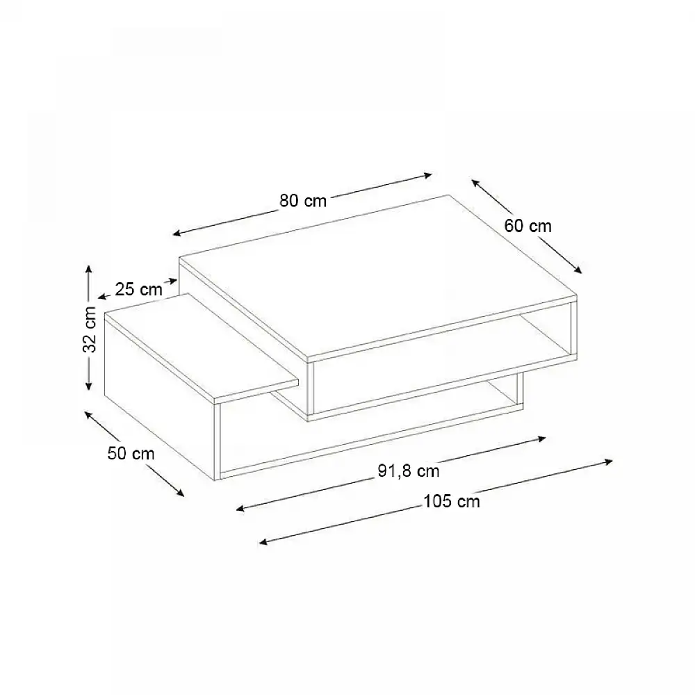 Τραπεζάκι σαλονιού Tab Megapap χρώμα λευκό - cordoba 105x60x32εκ. | GP042-0071,2