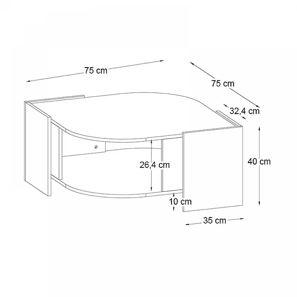 Τραπεζάκι σαλονιού Marbel Megapap χρώμα sapphire oak - λευκό εφέ μαρμάρου 75x75x40εκ. | GP042-0078,2