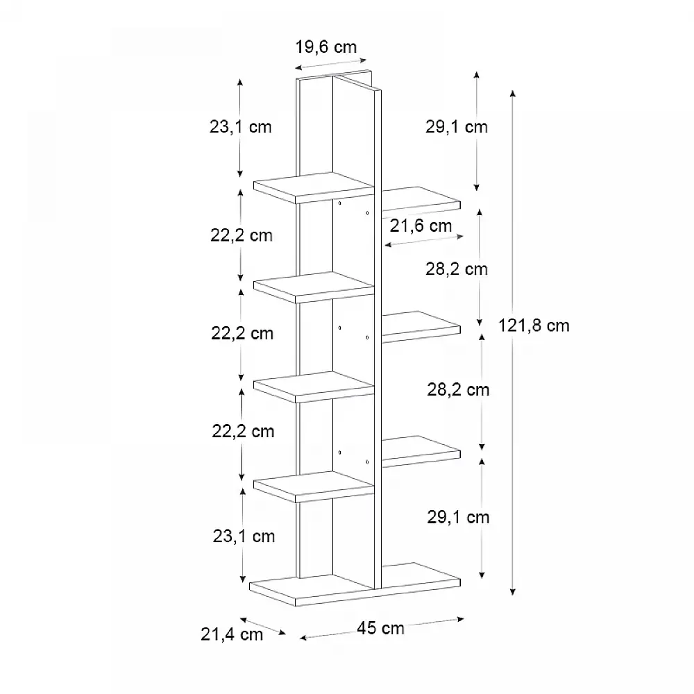 Βιβλιοθήκη Tree Megapap χρώμα λευκό 45x21,4x121,8εκ. | GP042-0102,1