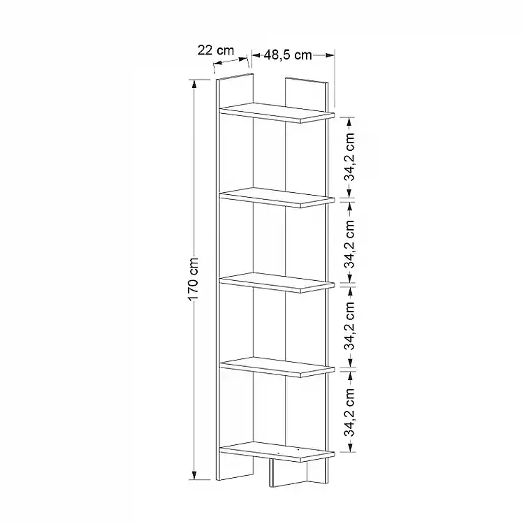 Βιβλιοθήκη Perla Megapap χρώμα sepet oak 48x22x170εκ. | GP042-0103,2
