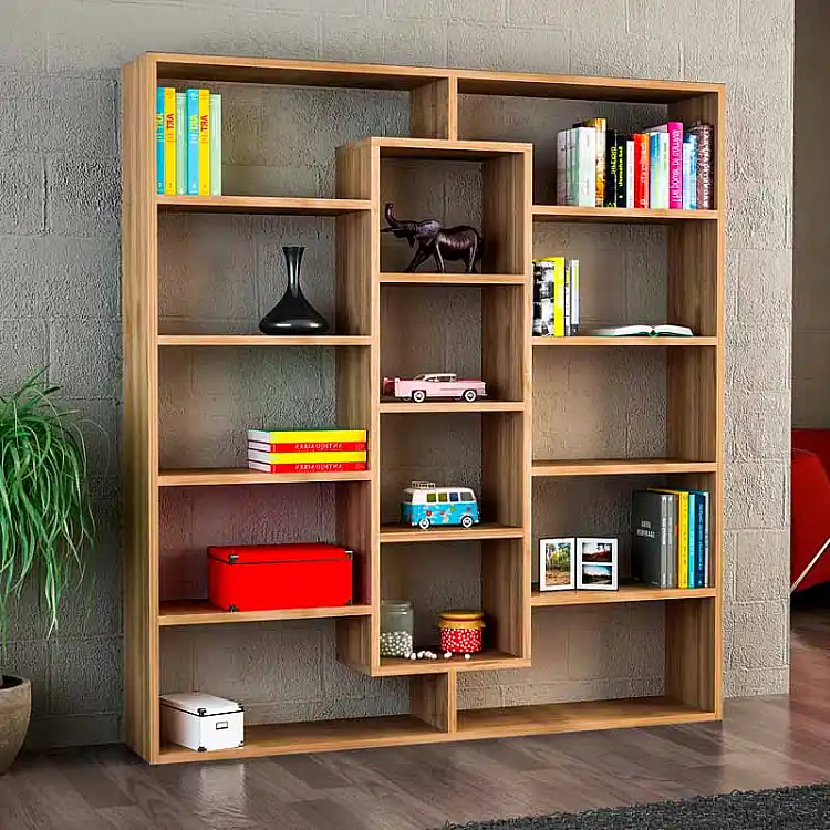 Βιβλιοθήκη Ample Megapap χρώμα καρυδί 125x22x135,7εκ. | GP042-0104,2