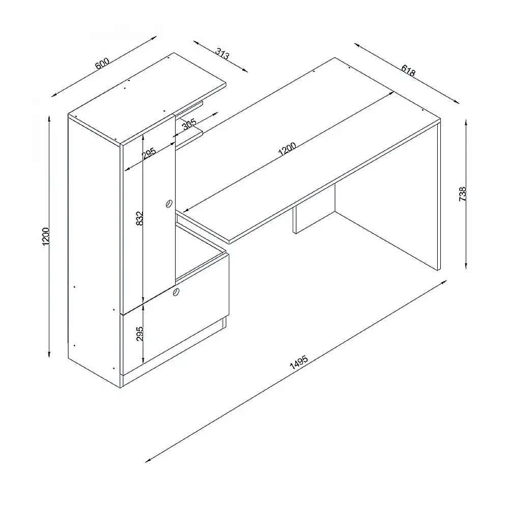 Γραφείο εργασίας Domingo Megapap χρώμα λευκό 149,5x60x120εκ.
