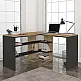 Γραφείο εργασίας Stylo Megapap χρώμα sapphire oak -  ανθρακί 120x120x73,8εκ.