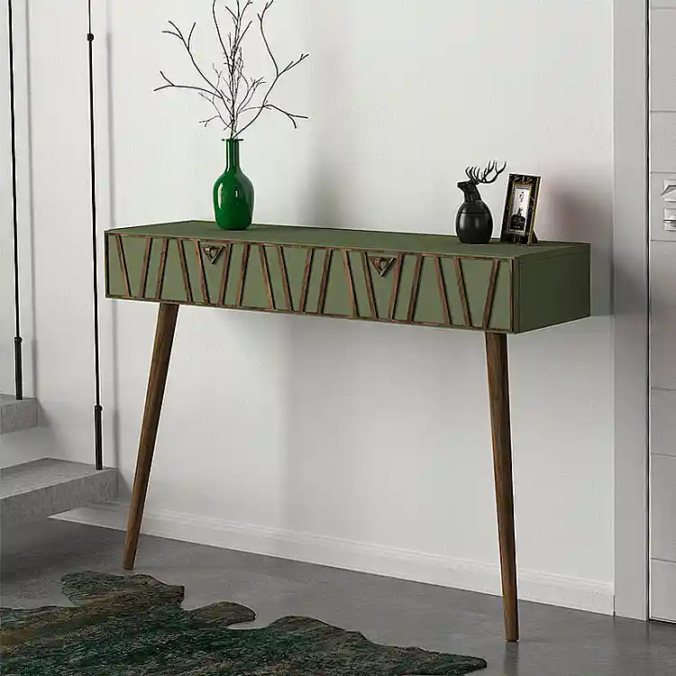 Κονσόλα επιτοίχια Forest Megapap χρώμα λαδί - καρυδί 120x35x89,3εκ. | GP042-0132,1