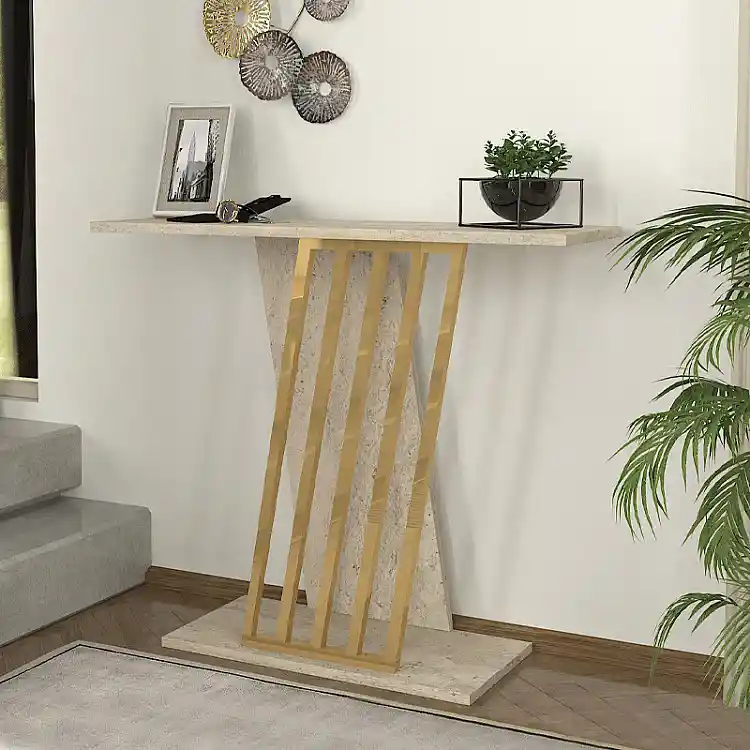 Κονσόλα Gravity Megapap χρώμα travertine - χρυσό 90x29,6x76,8εκ. | GP042-0135,2