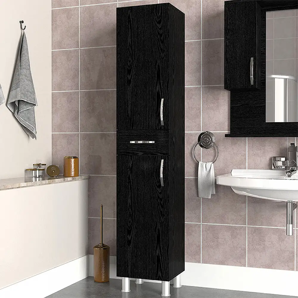 Ντουλάπι κουζίνας - μπάνιου Selina Megapap χρώμα sencron black 35x31x179εκ. | GP042-0146,3