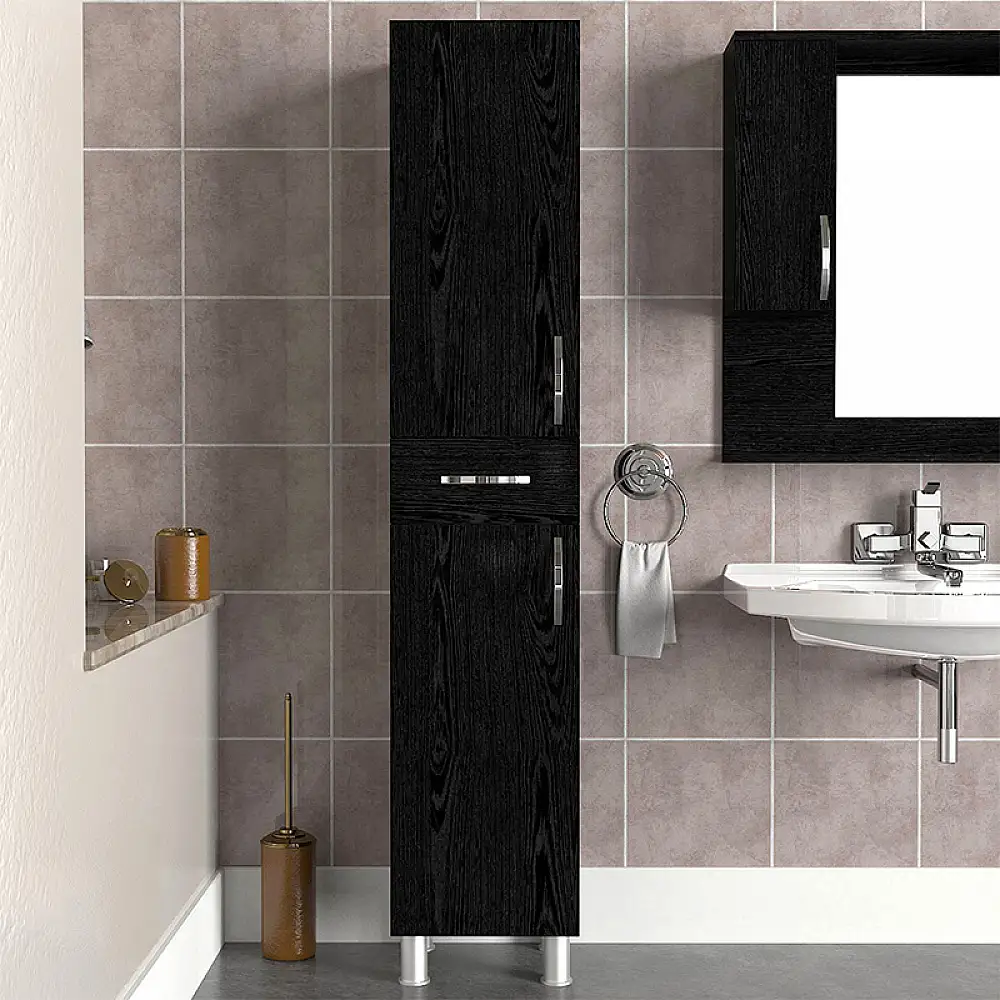 Ντουλάπι κουζίνας - μπάνιου Selina Megapap χρώμα sencron black 35x31x179εκ. | GP042-0146,3