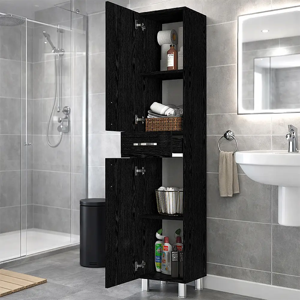 Ντουλάπι κουζίνας - μπάνιου Selina Megapap χρώμα sencron black 35x31x179εκ. | GP042-0146,3