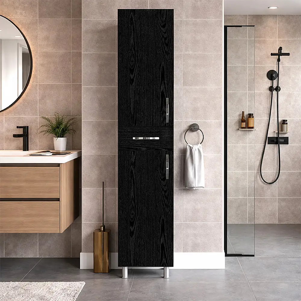 Ντουλάπι κουζίνας - μπάνιου Selina Megapap χρώμα sencron black 35x31x179εκ. | GP042-0146,3