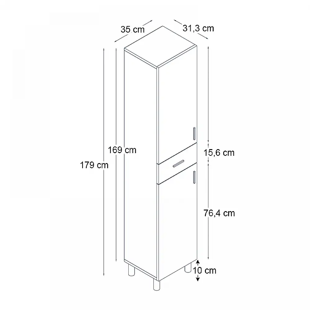 Ντουλάπι κουζίνας - μπάνιου Selina Megapap χρώμα sapphire oak 35x31x179εκ. | GP042-0146,4