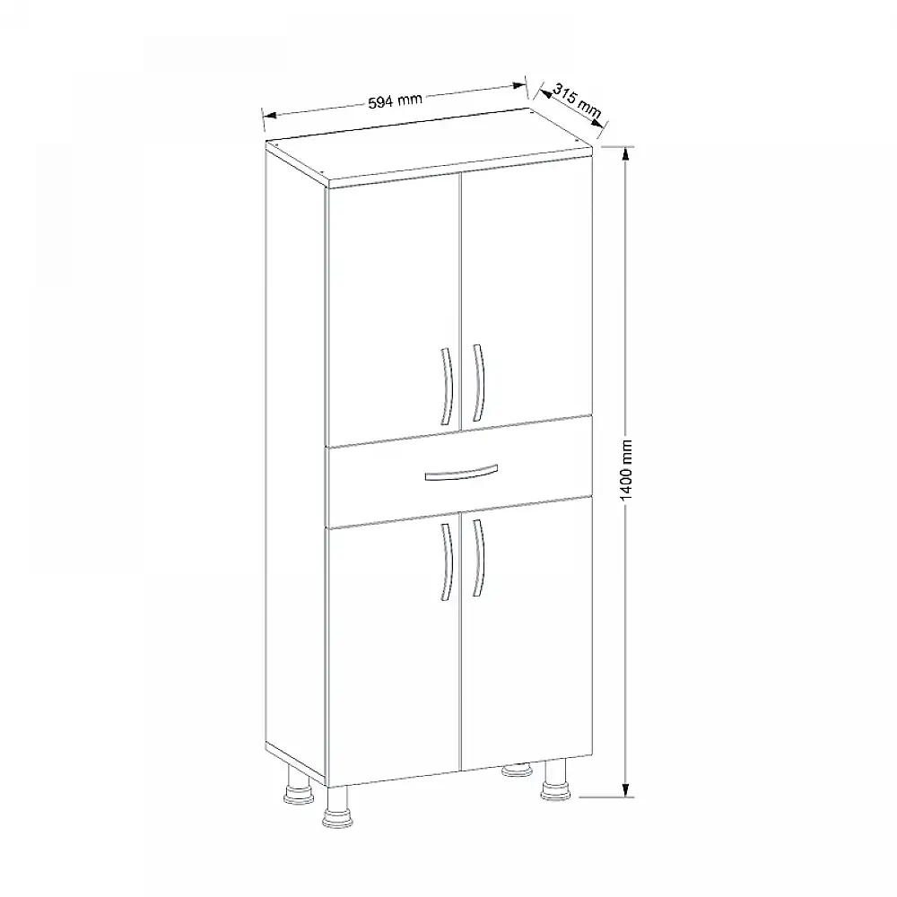 Ντουλάπι κουζίνας - μπάνιου Montana Megapap χρώμα λευκό 59,4x31,5x140εκ. | GP042-0148,1