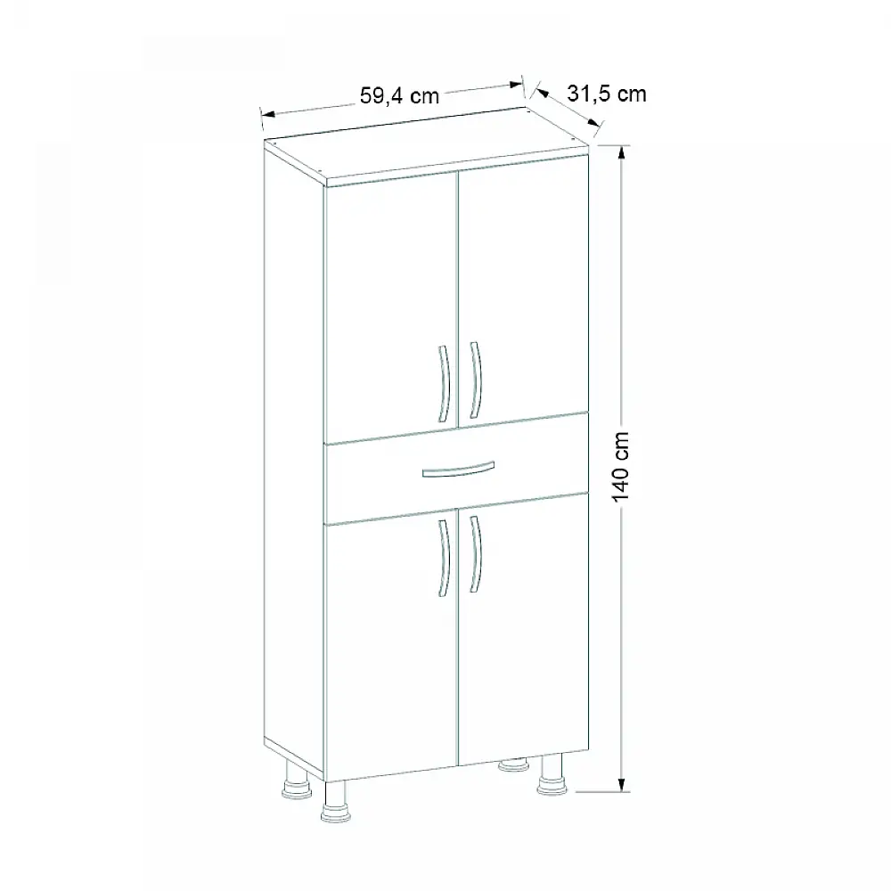 Ντουλάπι κουζίνας - μπάνιου Montana Megapap χρώμα λευκό 59,4x31,5x140εκ. | GP042-0148,1