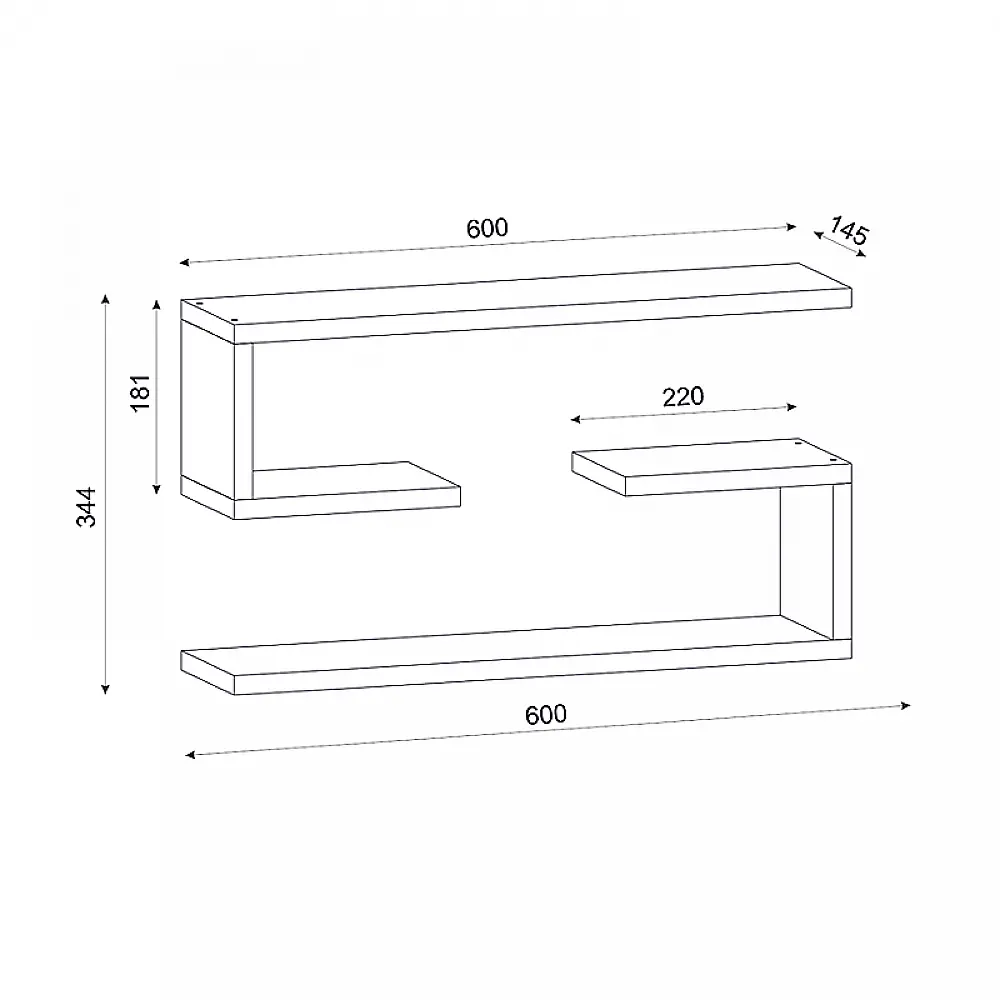 Ραφιέρα τοίχου Jenika Megapap 2 τεμαχίων χρώμα λευκό 60x14,5x18εκ. - GP042-0160,1