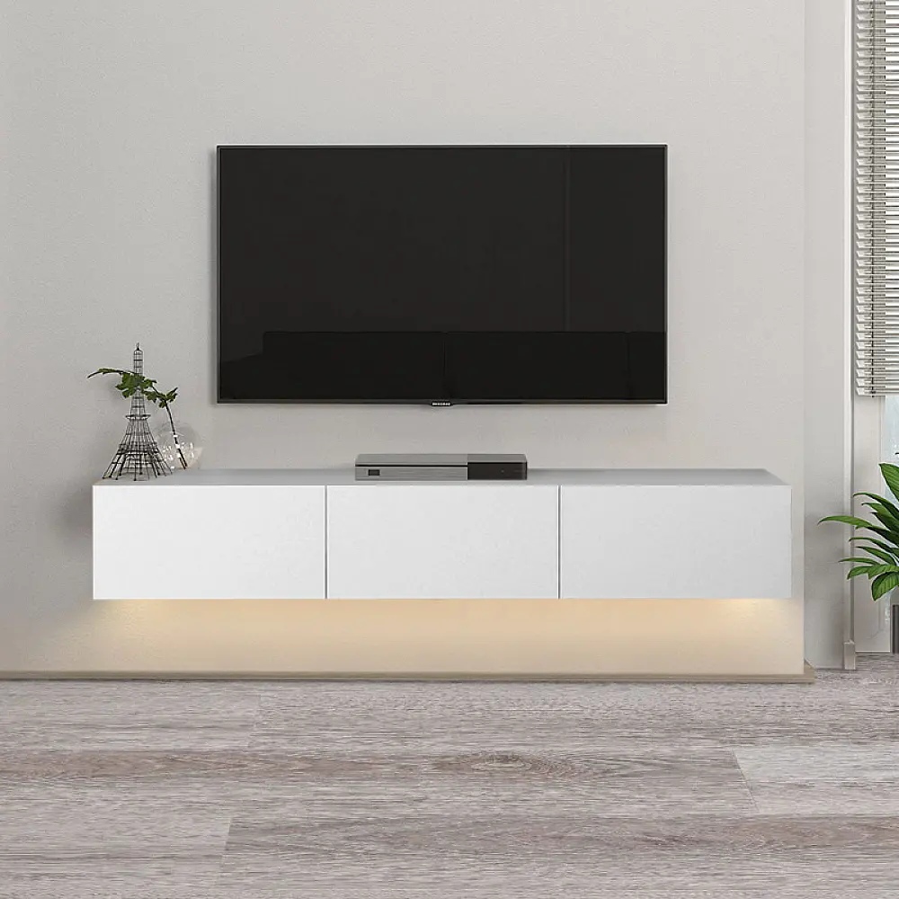 Έπιπλο τηλεόρασης επιτοίχιο Damla Megapap με LED χρώμα λευκό 180x29,5x29,5εκ. - GP042-0169,1