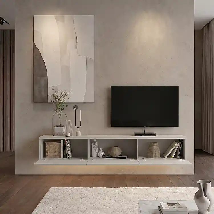 Έπιπλο τηλεόρασης επιτοίχιο Damla Megapap με LED χρώμα sandstone 180x29,5x29,5εκ. | GP042-0169,11