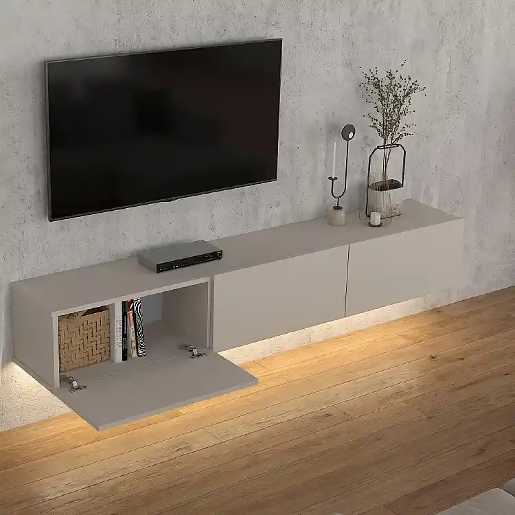 Έπιπλο τηλεόρασης επιτοίχιο Damla Megapap με LED χρώμα sandstone 180x29,5x29,5εκ. | GP042-0169,11
