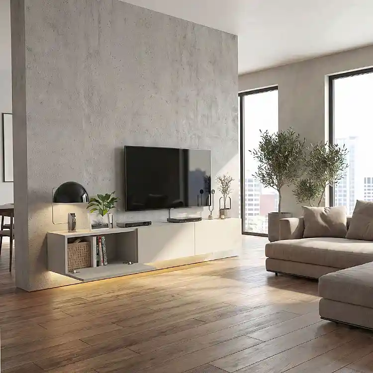 Έπιπλο τηλεόρασης επιτοίχιο Damla Megapap με LED χρώμα sandstone 180x29,5x29,5εκ. | GP042-0169,11
