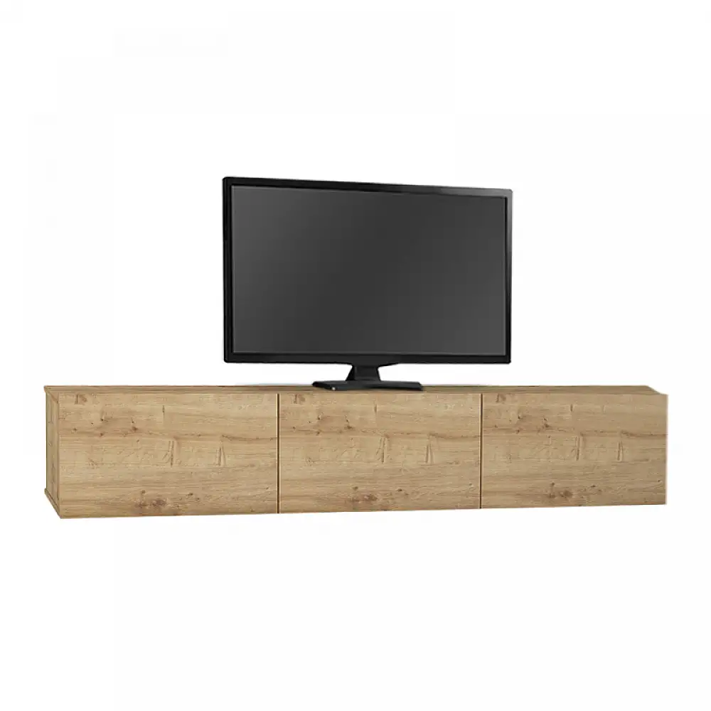 Έπιπλο τηλεόρασης επιτοίχιο Damla Megapap με LED χρώμα sapphire oak 180x29,5x29,5εκ. | GP042-0169,2