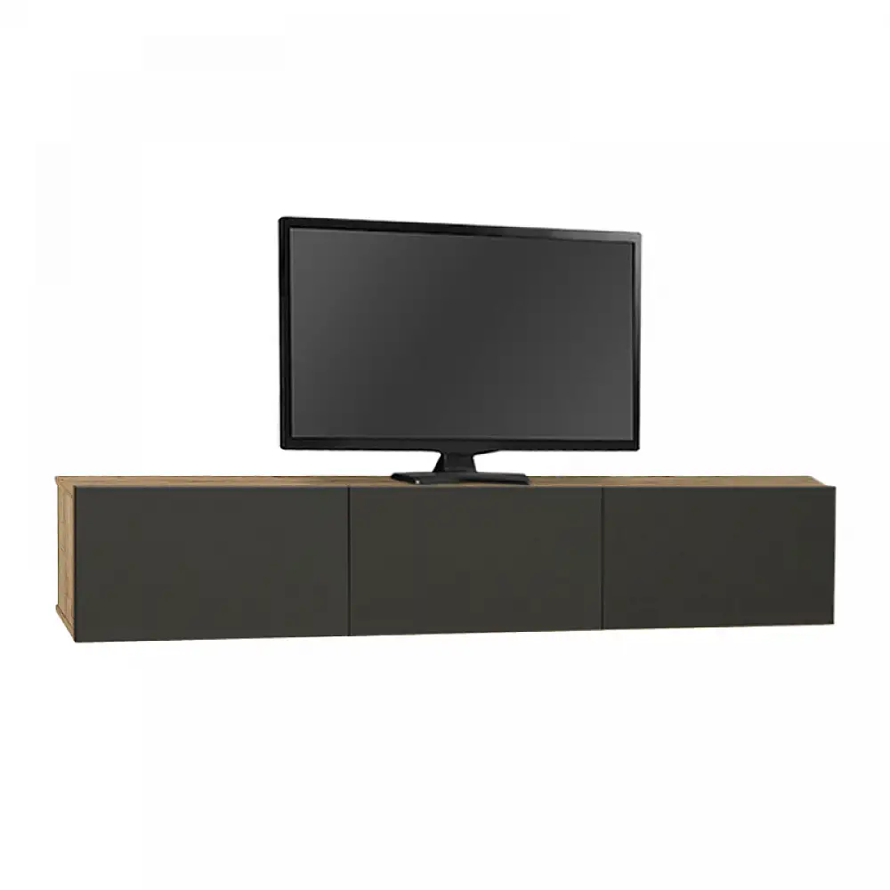 Έπιπλο τηλεόρασης επιτοίχιο Damla Megapap με LED χρώμα sapphire oak - ανθρακί 180x29,5x29,5εκ. | GP042-0169,4