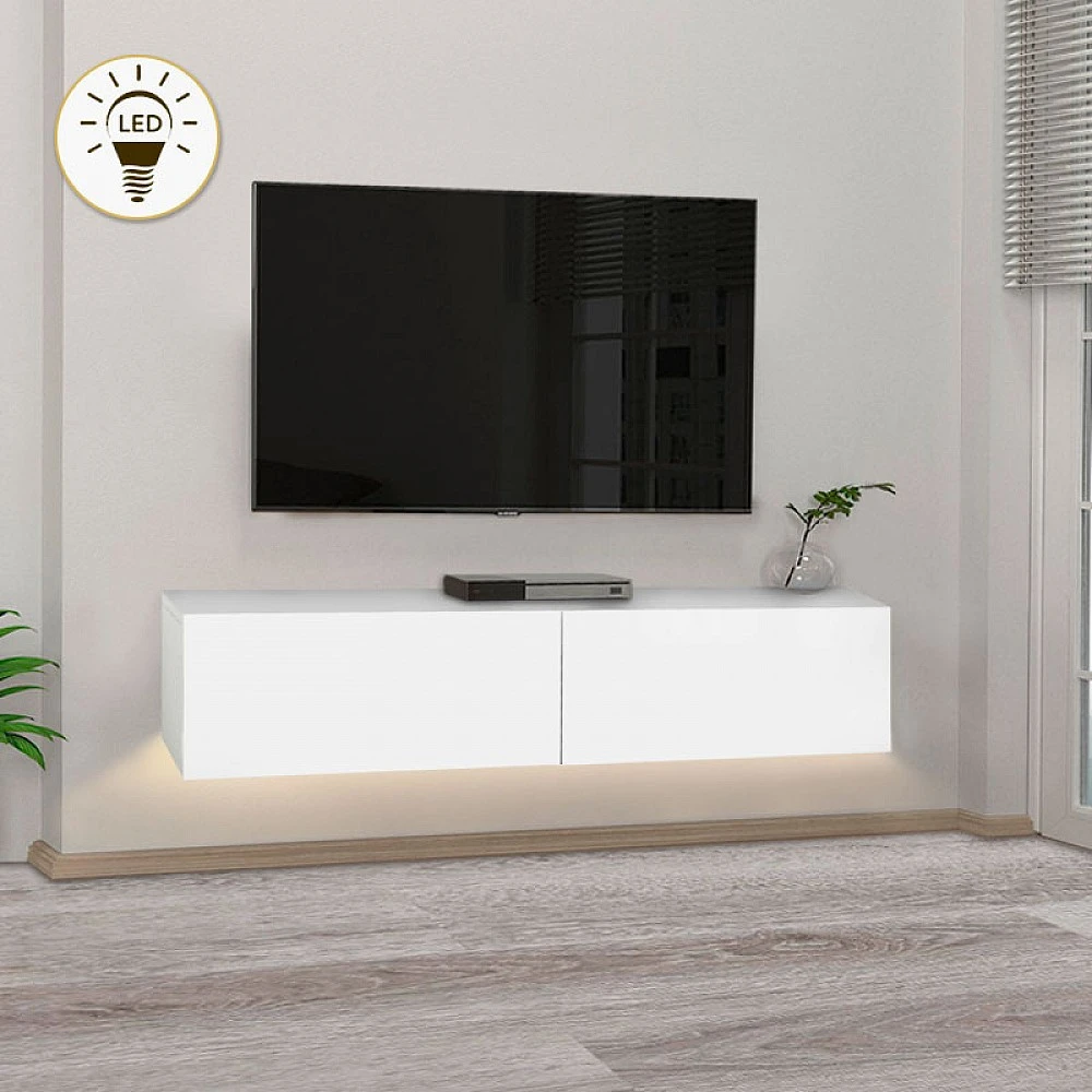 Έπιπλο τηλεόρασης επιτοίχιο Aristo Megapap με LED χρώμα λευκό 135x31,6x25εκ. Έπιπλο τηλεόρασης επιτοίχιο Aristo Megapap με LED χρώμα λευκό 135x31,6x25εκ.