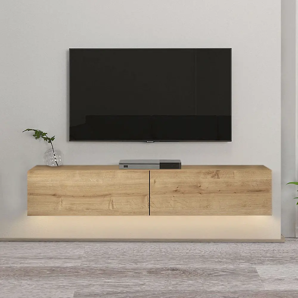 Έπιπλο τηλεόρασης επιτοίχιο Aristo Megapap με LED χρώμα sapphire oak 135x31,6x25εκ. Έπιπλο τηλεόρασης επιτοίχιο Aristo Megapap με LED χρώμα sapphire oak 135x31,6x25εκ.