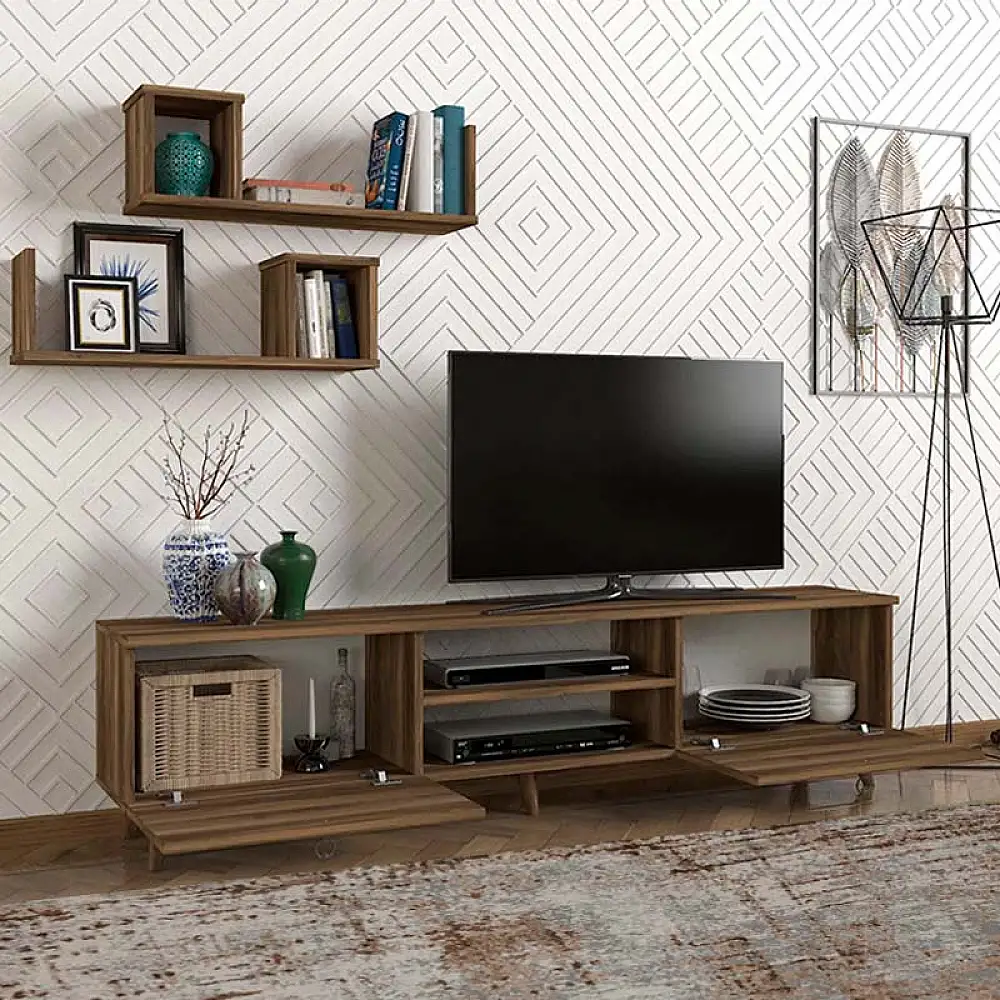 Έπιπλο τηλεόρασης Seddra Megapap χρώμα καρυδί 180x31,5x45εκ. | GP042-0173,1