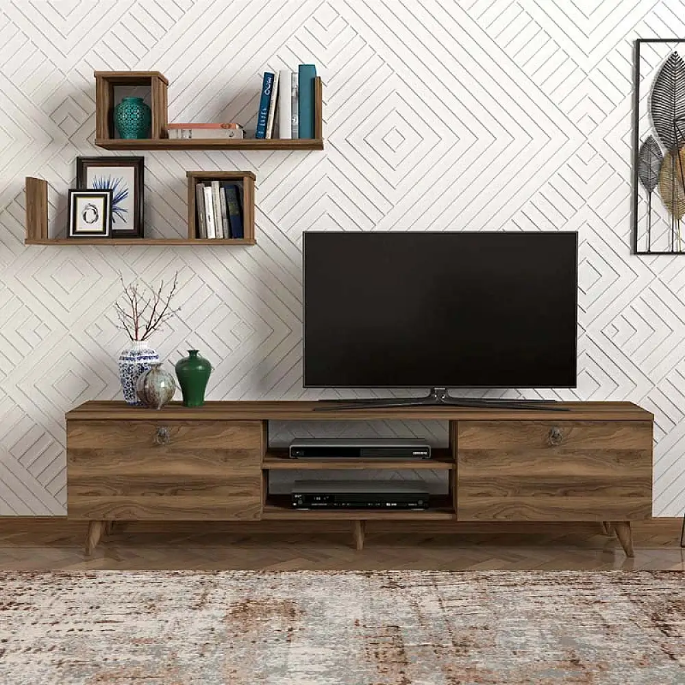 Έπιπλο τηλεόρασης Seddra Megapap χρώμα καρυδί 180x31,5x45εκ. | GP042-0173,1