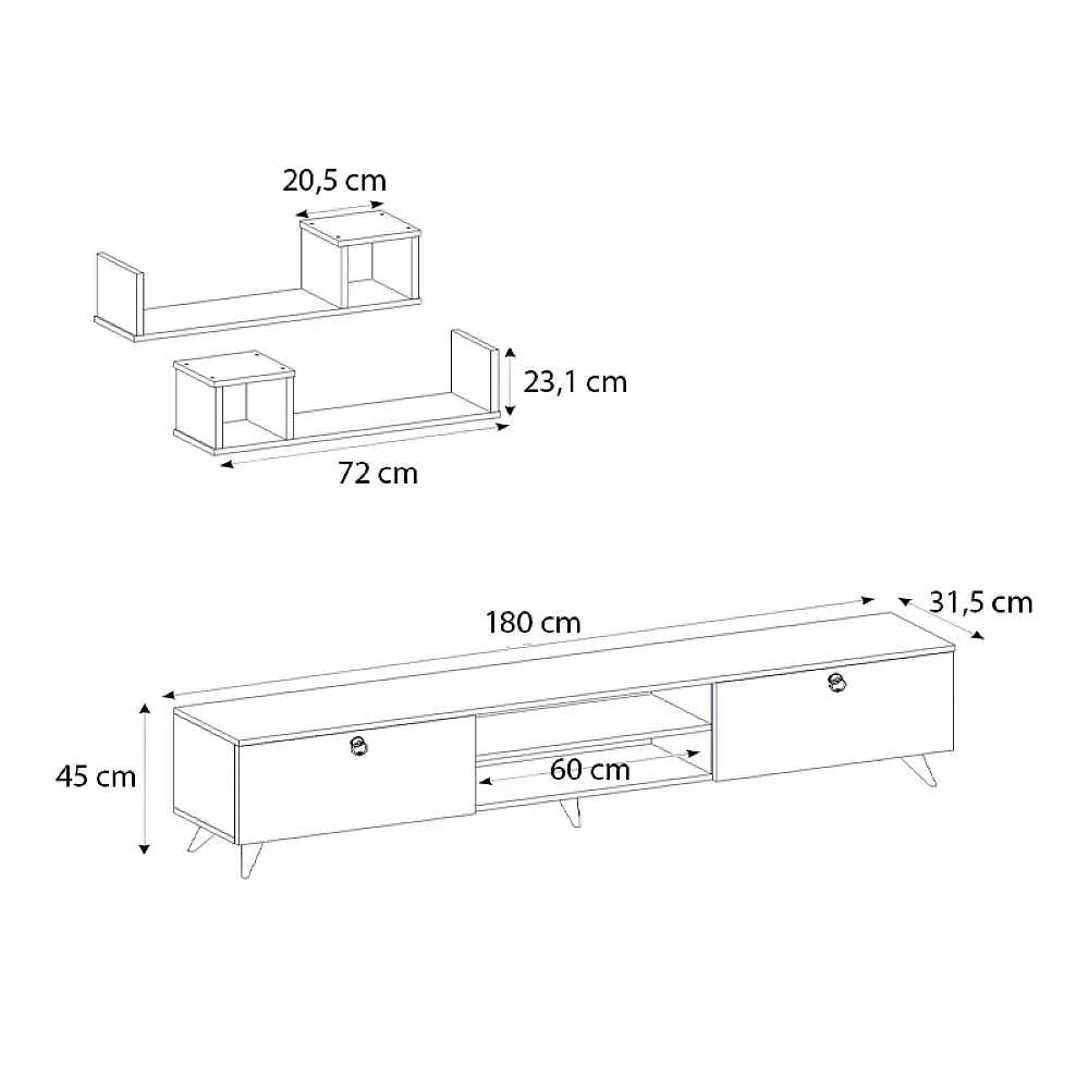 Έπιπλο τηλεόρασης Seddra Megapap χρώμα καρυδί 180x31,5x45εκ. | GP042-0173,1