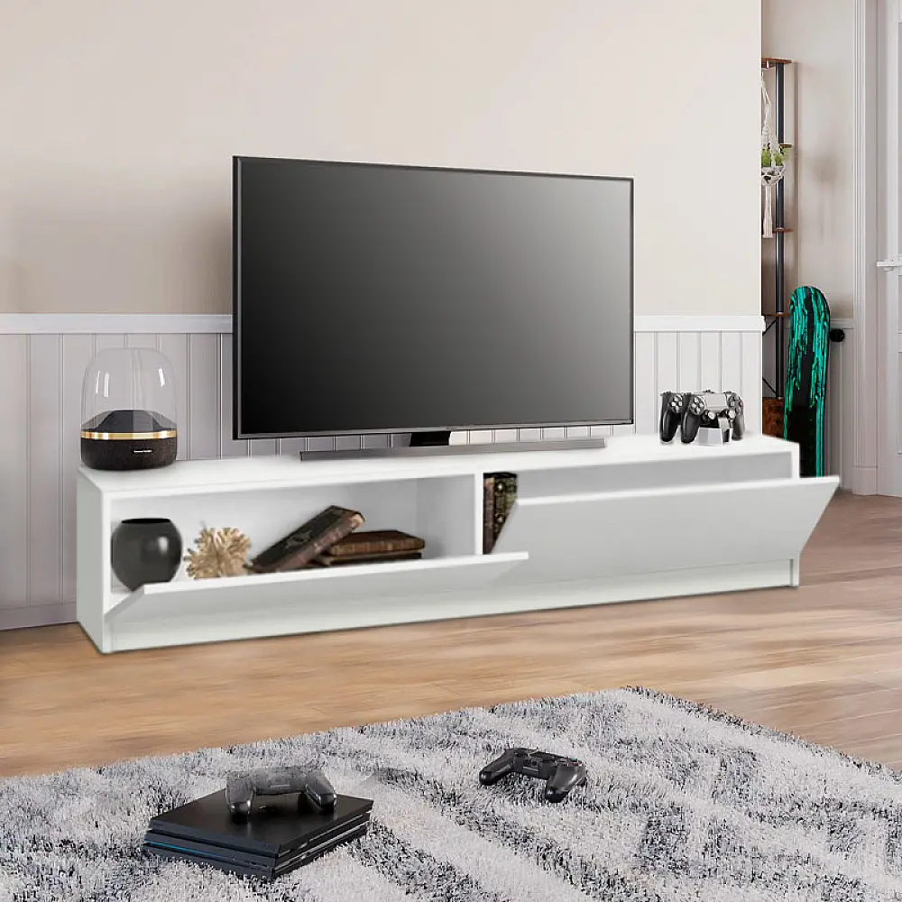 Έπιπλο τηλεόρασης Ahenk Megapap χρώμα λευκό 160x31,3x32,9εκ.
