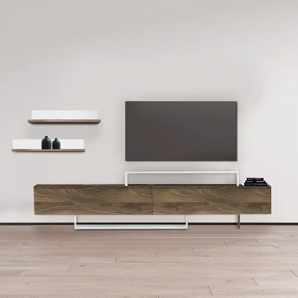 Έπιπλο τηλεόρασης Nirvana Megapap χρώμα καρυδί - λευκό 180x31,3x41,7εκ. - GP042-0179,1